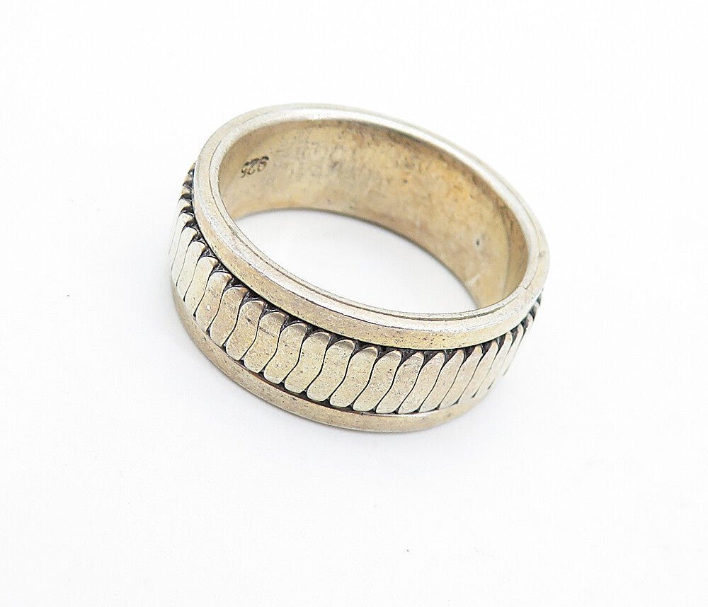 925 Sterling Silver Vintage Shiny Fluted Band Spinner Ring Sz 9.5 RG6360