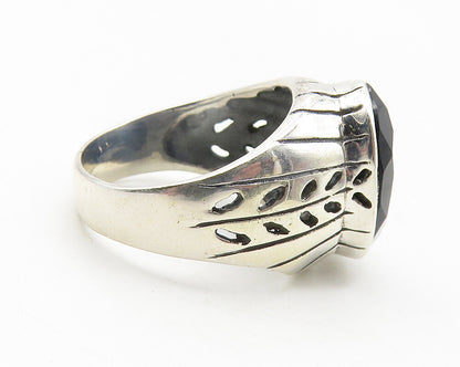 925 Sterling Silver   Black Hematite Floral Vine Cocktail Ring Sz 6  RG11662