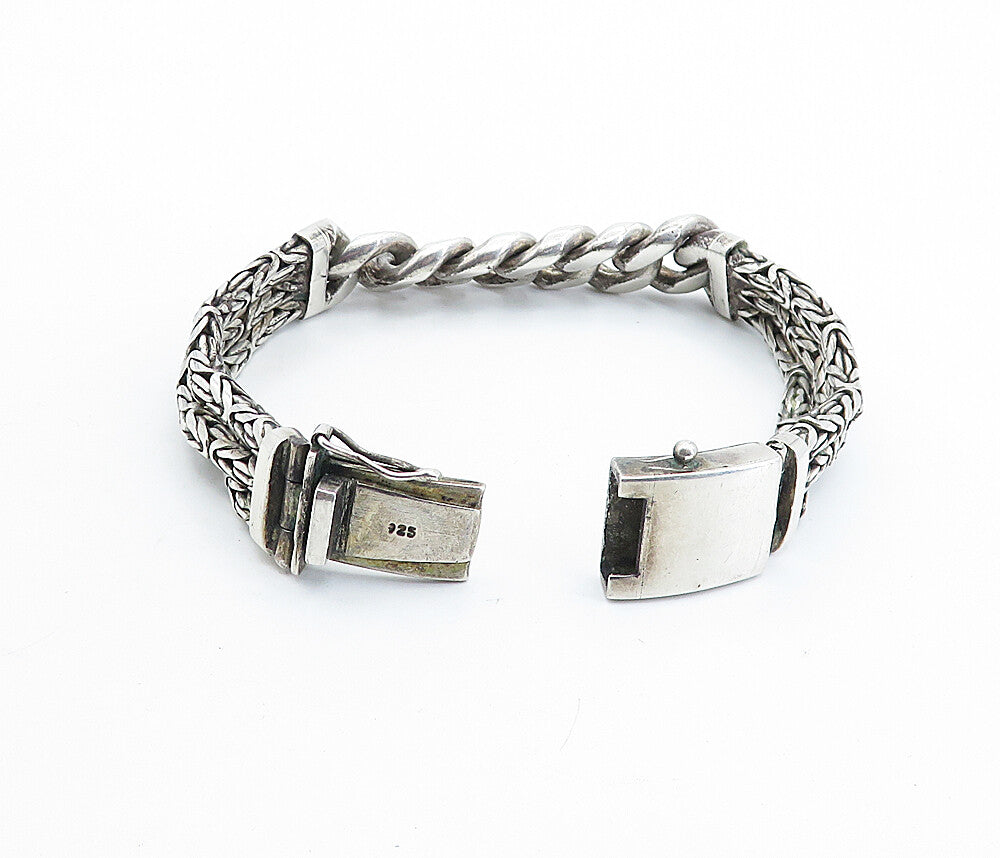 925 Sterling Silver Vintage Antique Byzantine Multi Strand Chain Bracelet BT2492