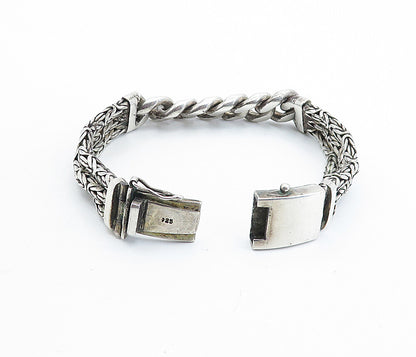 925 Sterling Silver Vintage Antique Byzantine Multi Strand Chain Bracelet BT2492