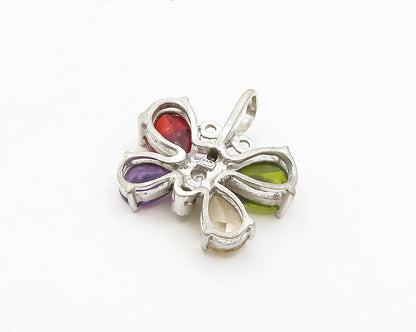 925 Silver  Vintage Topaz Garnet Amethyst & Peridot Butterfly Pendant  PT15044