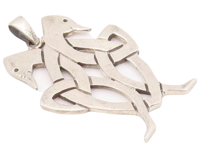 925 Sterling Silver Vintage Pendant Celtic Knot Design With Two Birds  PT22876