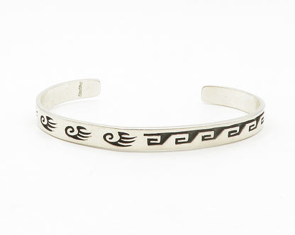NAVAJO 925 Sterling Silver  Vintage Oxidized Pattern Cuff Bracelet  BT5267