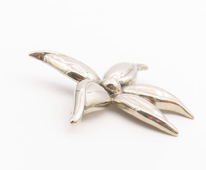 925 Sterling Silver  Vintage Shiny Curved Flower Brooch Pin  BP9488