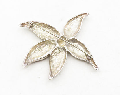 925 Sterling Silver  Vintage Shiny Smooth Single Flower Brooch Pin  BP4590