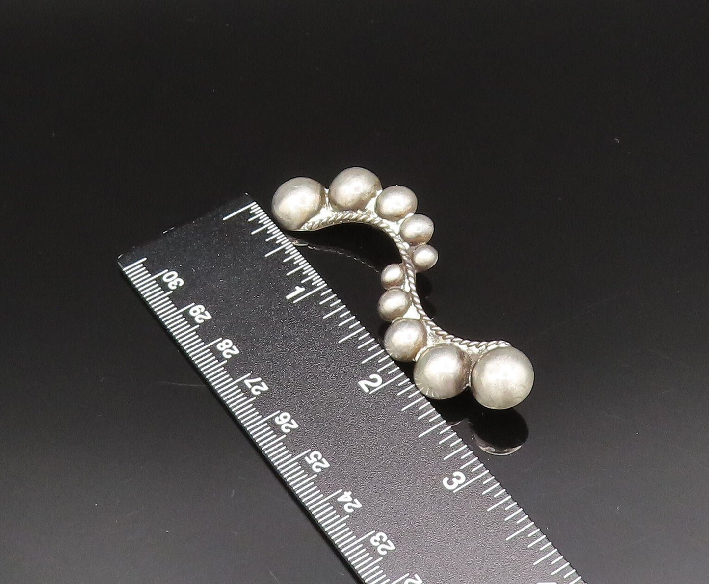 TAXCO 925 Silver  Vintage Antique Bead Ball & Twisted Rope Brooch Pin  BP9611