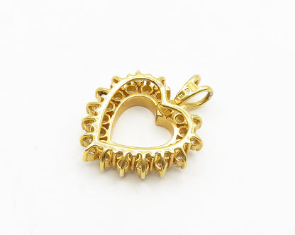 925 Sterling Silver  Cubic Zirconia Gold Plated Love Heart Pendant  PT14660