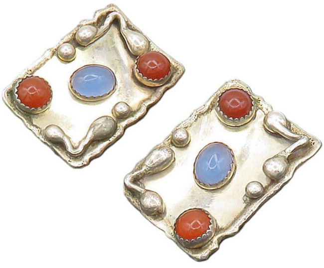 DESIGNER 925 Sterling Silver  Vintage Carnelian Non Pierce Earrings  EG10085