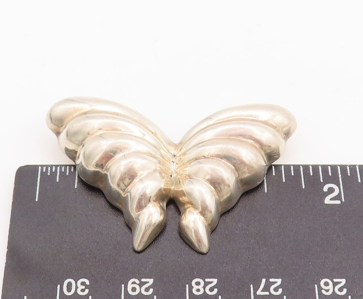 925 Sterling Silver Vintage Brooch Pin TIFFANY Puffed Carved Butterfly  BP11074