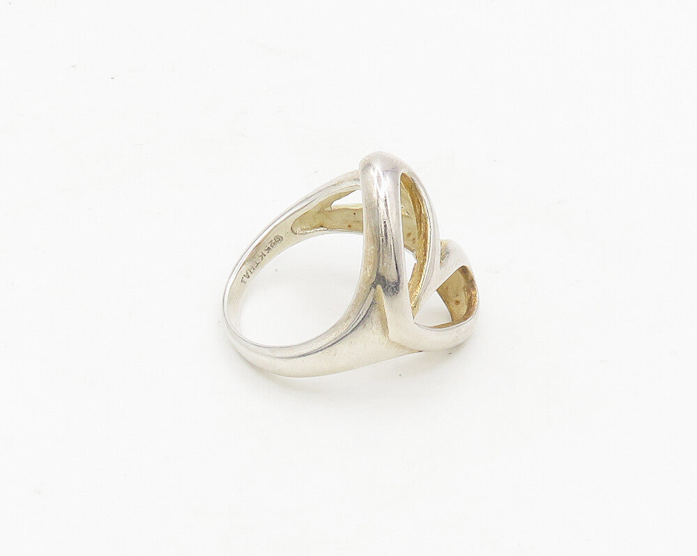 925 Sterling Silver  Vintage Shiny Open Love Heart Band Ring Sz 7  RG18448