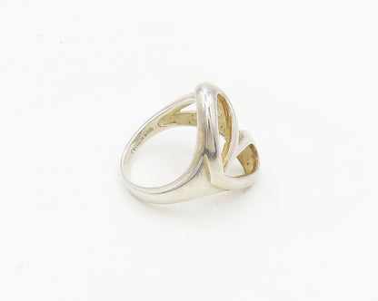 925 Sterling Silver  Vintage Shiny Open Love Heart Band Ring Sz 7  RG18448