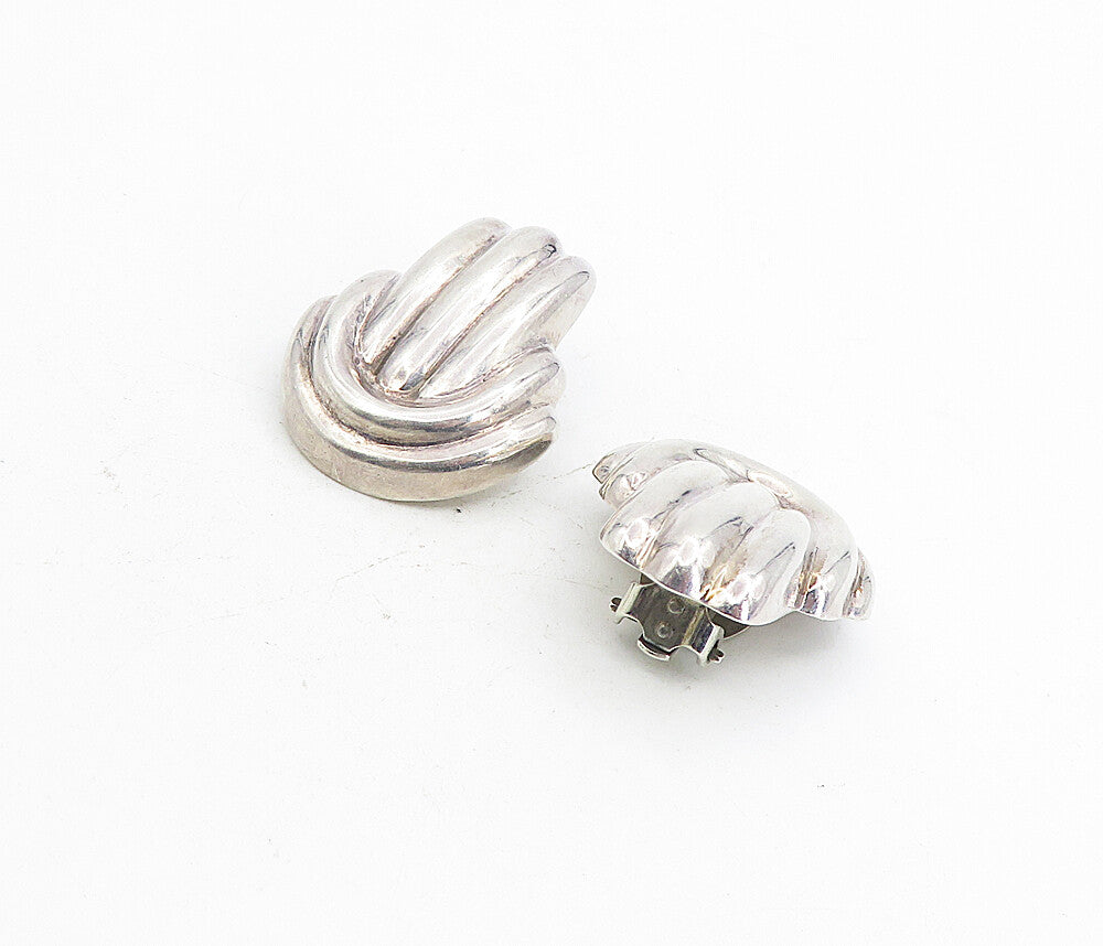 925 Sterling Silver  Vintage Hollow Fluted Non Pierce Drop Earrings  EG4440