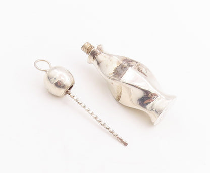 925 Sterling Silver Vintage Pendant MEXICO Puffed Perfume Bottle (OPENS) PT23359