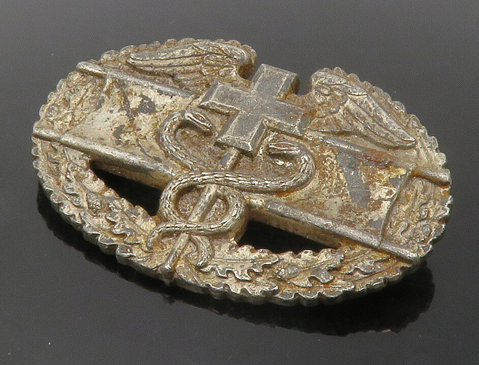 925 Sterling Silver Vintage Antique Army Combat Medic Badge Brooch Pin  BP5560