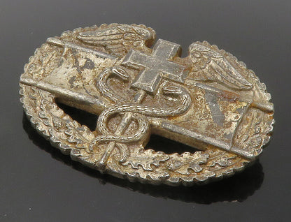 925 Sterling Silver Vintage Antique Army Combat Medic Badge Brooch Pin  BP5560