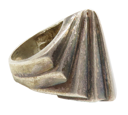 KRYPELL 925 Silver  Vintage Modernist Dark Tone Petite Band Ring Sz 4  RG14207