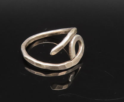 925 Silver  Vintage Hammered Spiral Swirl Adjustable Wrap Ring Sz 8  RG25977