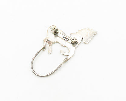 MEXICO 925 Sterling Silver  Vintage Shiny Horse Motif Brooch Pin  BP7755