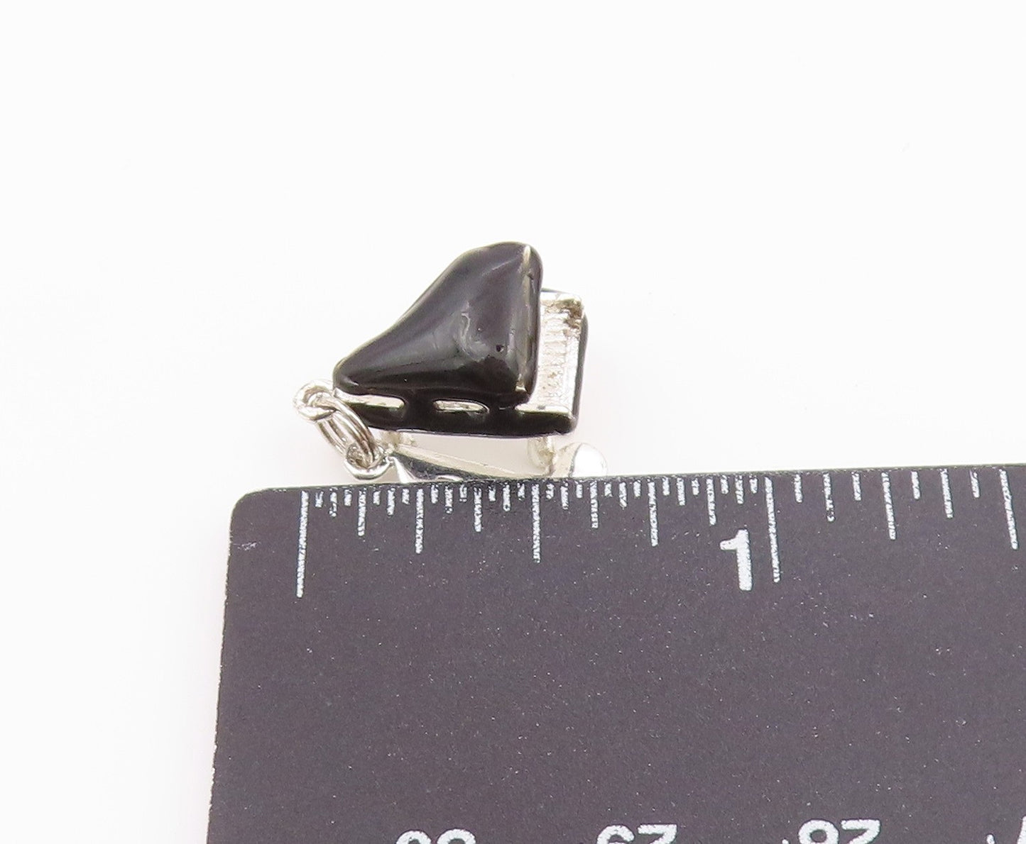 925 Sterling Silver  Vintage Enamel Coated Grand Piano Pendant  PT17529