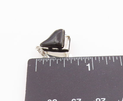 925 Sterling Silver  Vintage Enamel Coated Grand Piano Pendant  PT17529