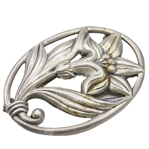 DANECRAFT 925 Sterling Silver  Vintage Blooming Flower Brooch Pin  BP7129