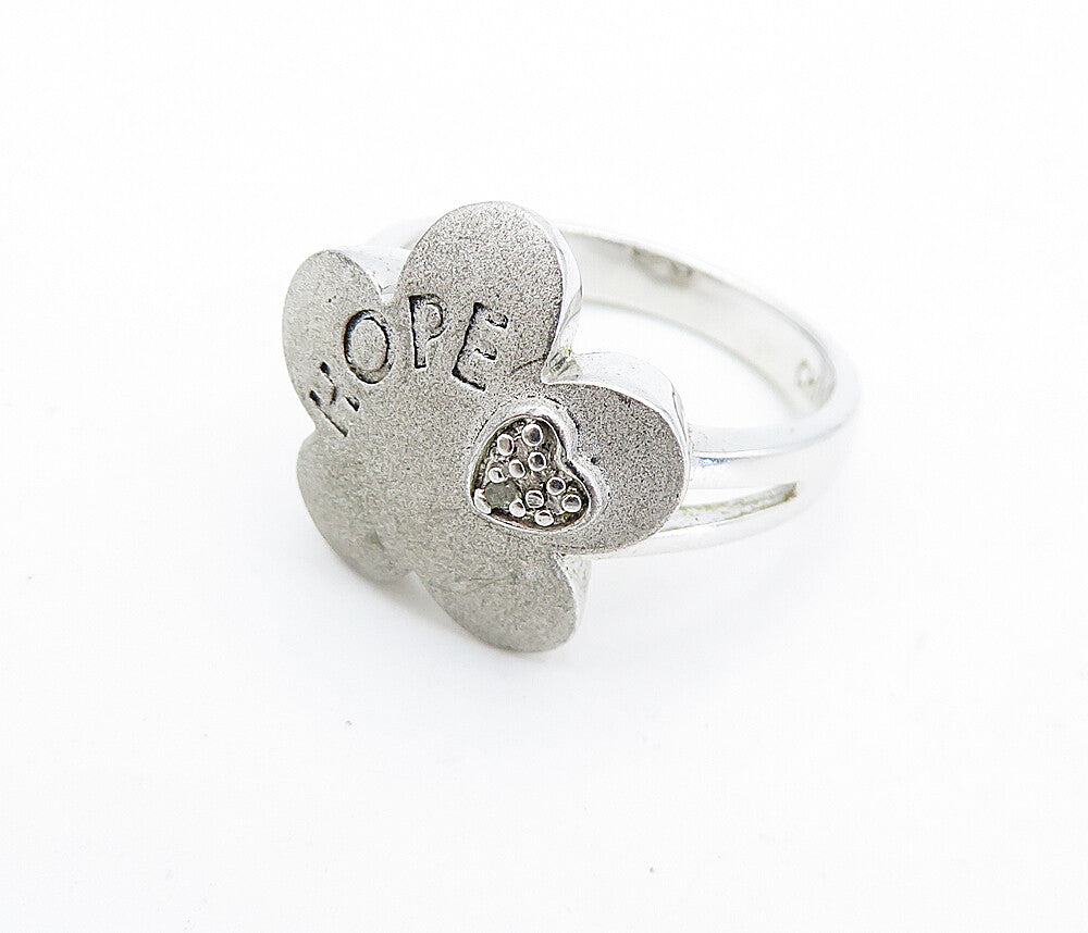ROSS SIMON 925 Silver  Genuine Diamond Hope Stamped Band Ring Sz 8  RG6995