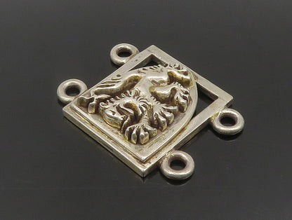 925 Sterling Silver  Vintage Carved Roaring Tiger Square Pendant  PT20363