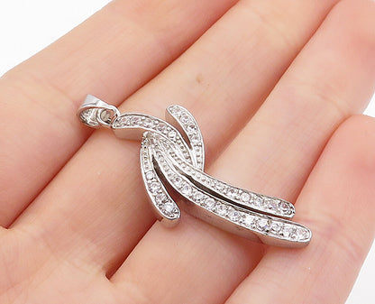 925 Sterling Silver Sparkling Cubic Zirconia Split Design Drop Pendant PT3998