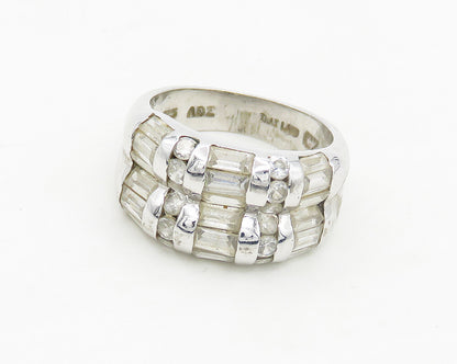 925 Sterling Silver  Vintage Multi Shape Topaz Dome Band Ring Sz 6  RG19277