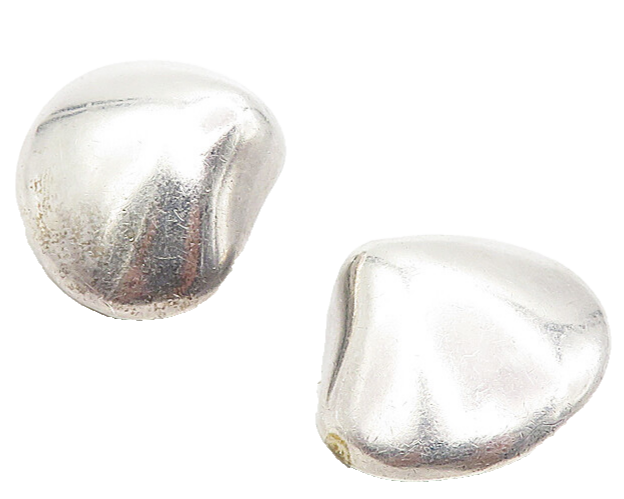 MEXICO 925 Sterling Silver  Vintage Shiny Hollow Non Pierce Earrings  EG3830