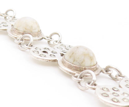 925 Sterling Silver Vintage Bracelet Designer Cabochon Round Gemstones  BT11154