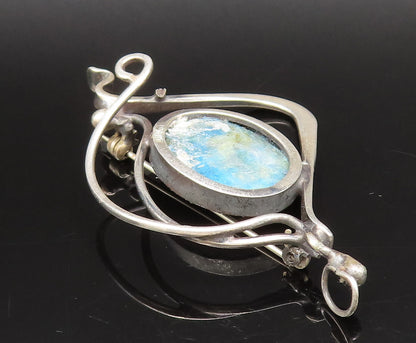 SAMI ZILKA 925 Silver  Vintage Modernist Fused Dichroic Brooch Pin  BP10079