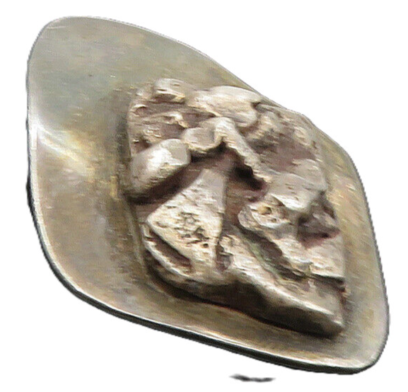 925 Sterling Silver  Vintage Dark Tone Sculpted Design Drop Pendant  PT7799