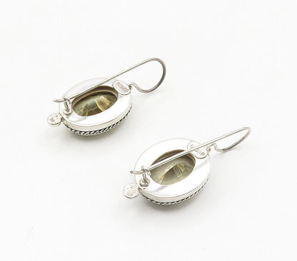 925 Sterling Silver  Vintage Faceted Topaz Twist Oval Drop Earrings  EG7964