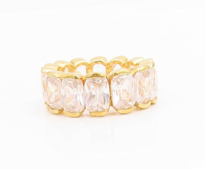 925 Sterling Silver Vintage Ring Gold Plated CZ Eternity Band  Sz 7  RG35014