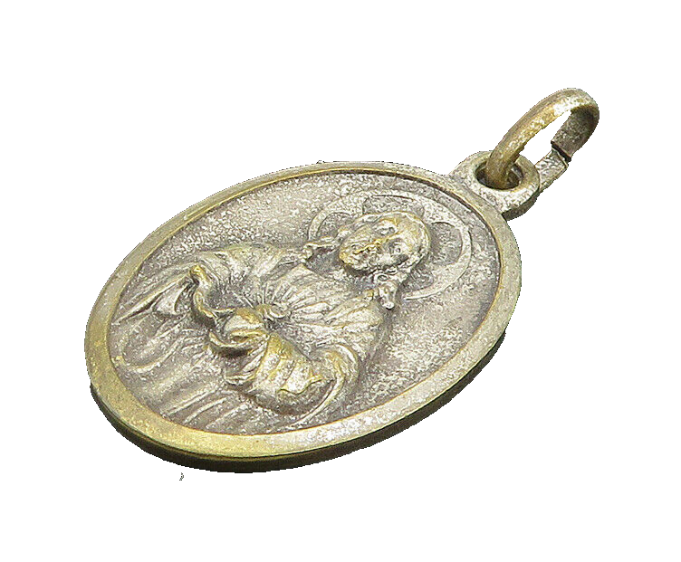 925 Sterling Silver  Vintage Medal Of Our Lady Virgo Carmeli Pendant  PT16713