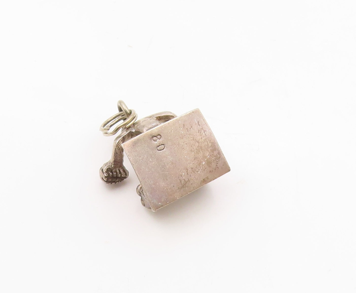 925 Sterling Silver  Vintage Person Sitting At Desk Pendant  PT18654
