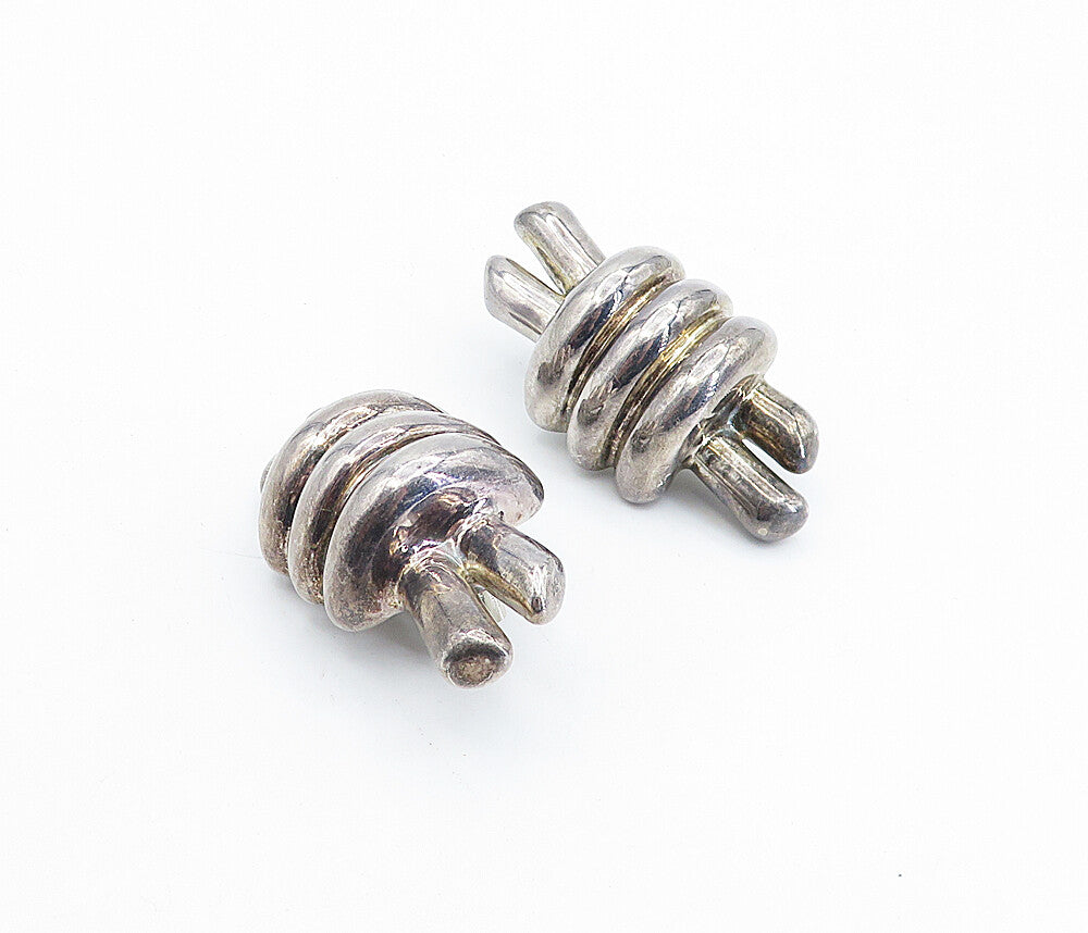DESIGNER 925 Silver  Vintage Dark Tone Hollow Non Pierce Drop Earrings  EG2599