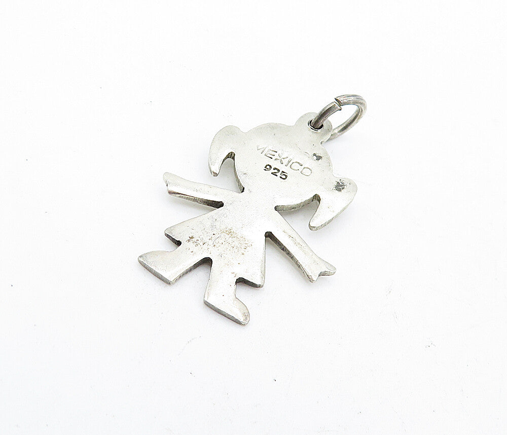 MEXICO 925 Sterling Silver  Vintage Little Girl Silhouette Pendant  PT3812