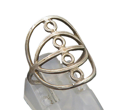 925 Sterling Silver  Vintage Open Circle Design Band Ring Sz 6  RG23057
