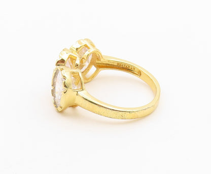 925 Sterling Silver Vintage Ring Gold Plated Three Stone CZ  Sz 11.5  RG36644