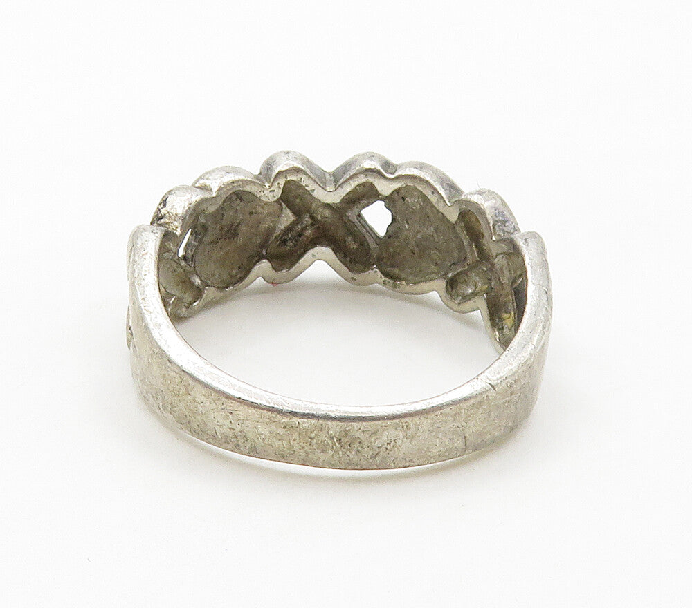 925 Sterling Silver  Vintage XOXO Hugs & Kisses Motif Band Ring Sz 7  RG15795