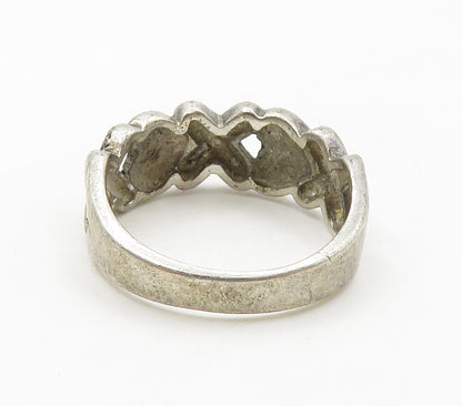 925 Sterling Silver  Vintage XOXO Hugs & Kisses Motif Band Ring Sz 7  RG15795