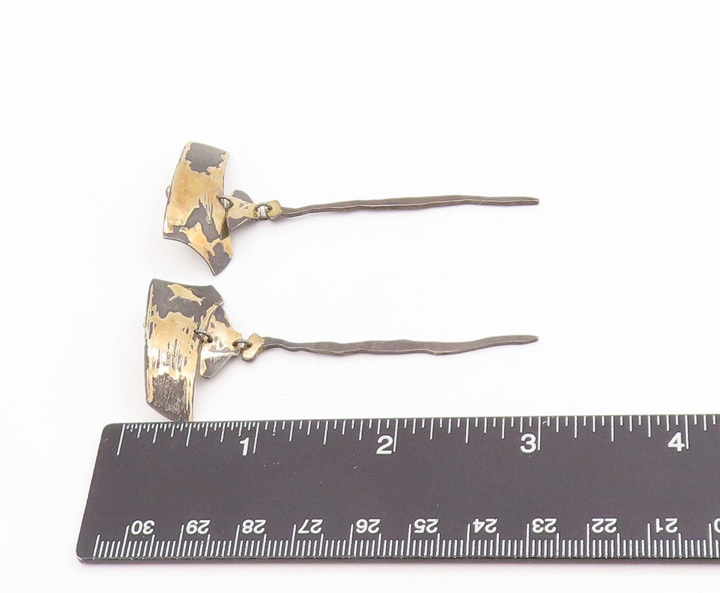 14k Gold & 925 Sterling Silver Vintage Earrings HRATCH BABIKIAN Dangle  EG13987