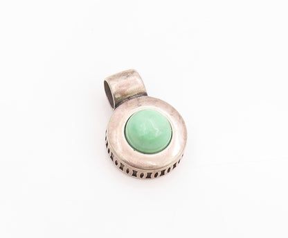 925 Sterling Silver Vintage Pendant CAROLYN POLLACK Halo Round Turquoise PT24848