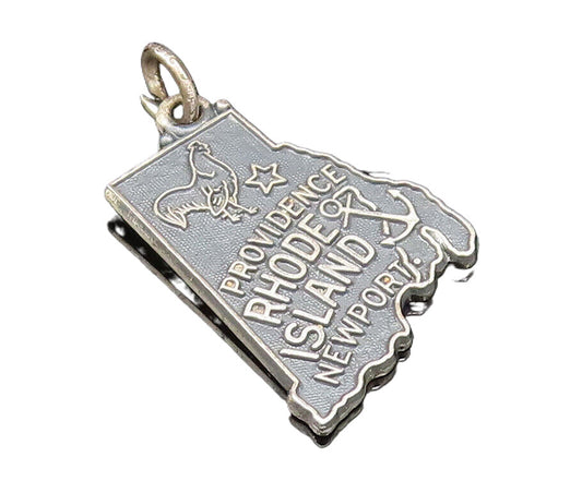 925 Sterling Silver  Vintage Rhode Island State Souvenir Pendant  PT21070