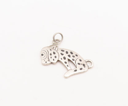 925 Sterling Silver Vintage Pendant Solid Carved Sad Dotted Dog  PT23178