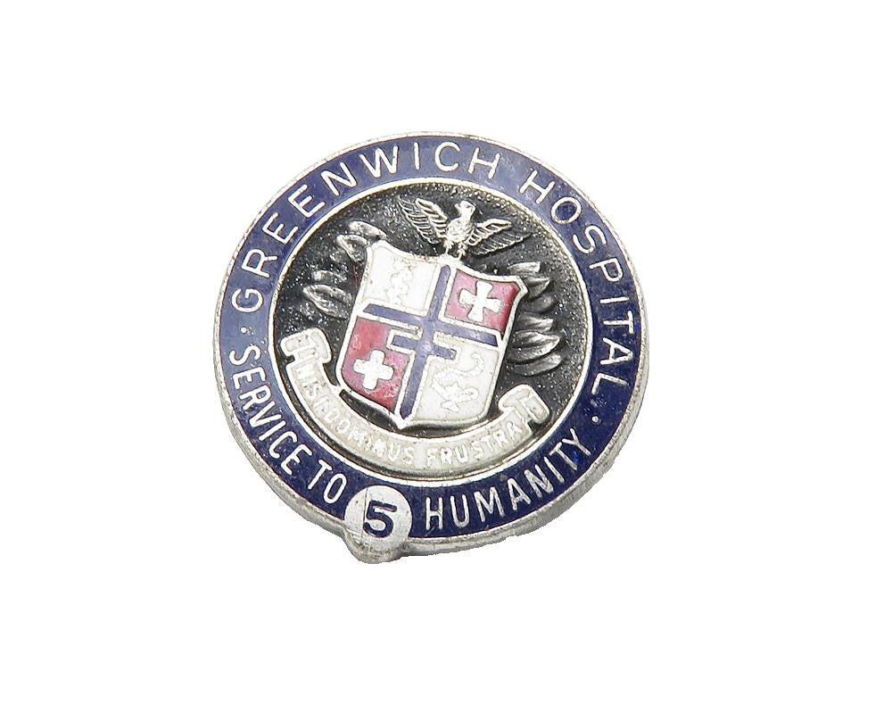 925 Sterling Silver  Vintage Greenwich Hospital Service Brooch Pin  BP4221