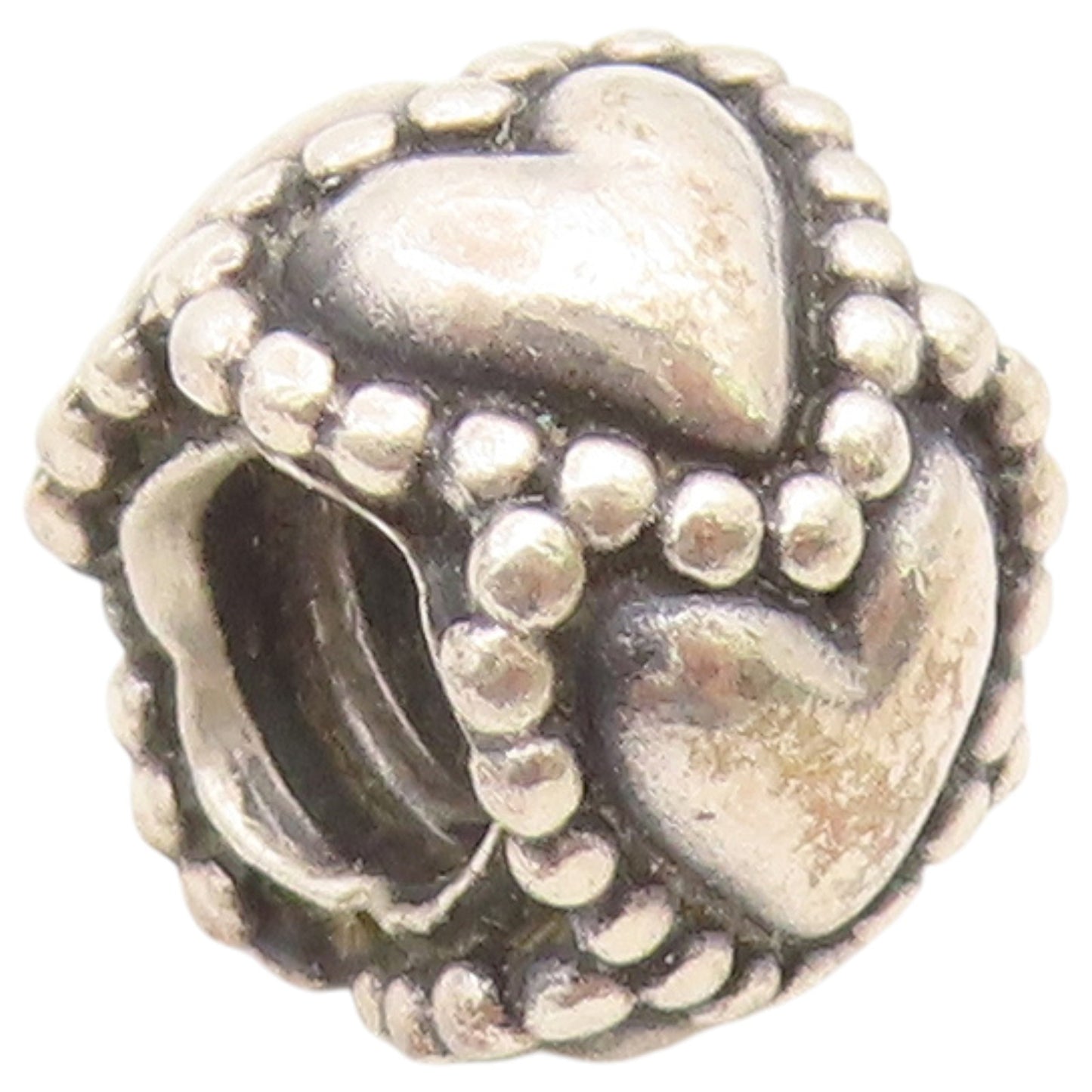 925 Sterling Silver Vintage Pendant PANDORA Love Hearts Motif  Bead  PT26618