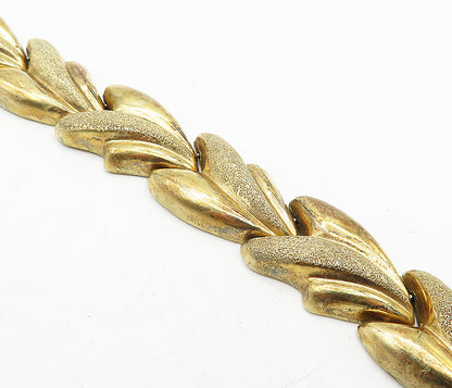 925 Sterling Silver  Vintage Gold Plated Hollow Fluted Chain Bracelet  BT1652